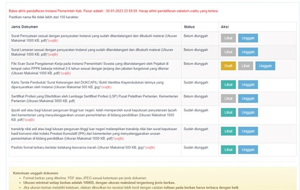Penambahan Kelengkapan Dokumen Upload PPPK Tenaga Teknis